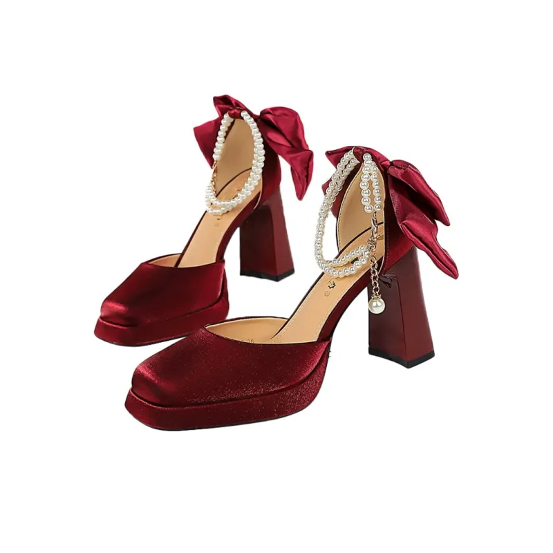 QITUMAUL Chunky Heel High Heels Women's-8