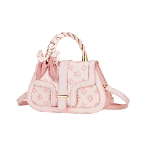 Jade En Plus PU Shoulder Bag, Crossbody Bag, Handbag Regular Women's Frosted Pink/Snow Pear White