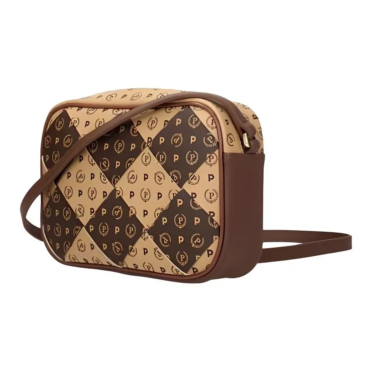 Pollini PVC With Leather Camera Bag, Shoulder Bag, Crossbody Bag Women's Brown-1