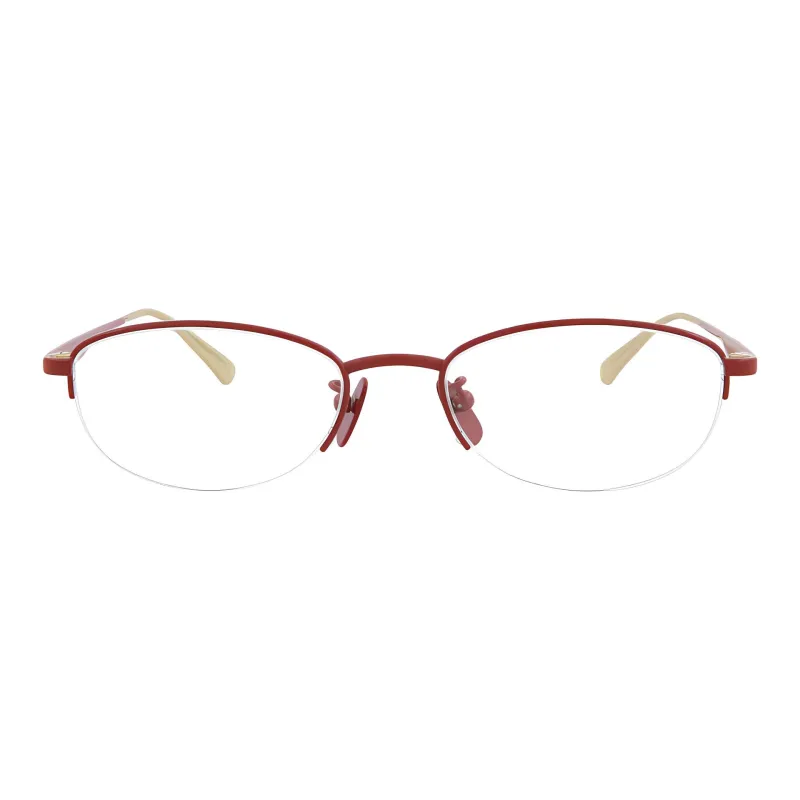 GUCCI Titanium Rectangular Eyeglass Frames Women's Red-1