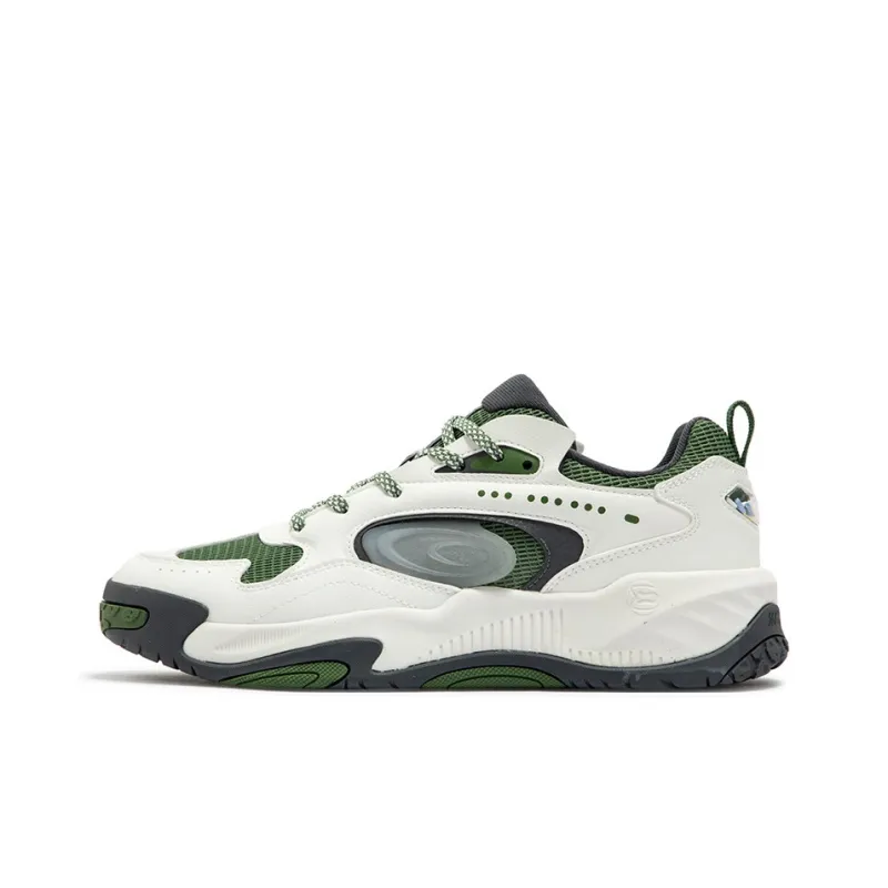 361° Jincheng Anti Slip Wear Resistant Low Top Skateboard Shoes Men's White Green-0