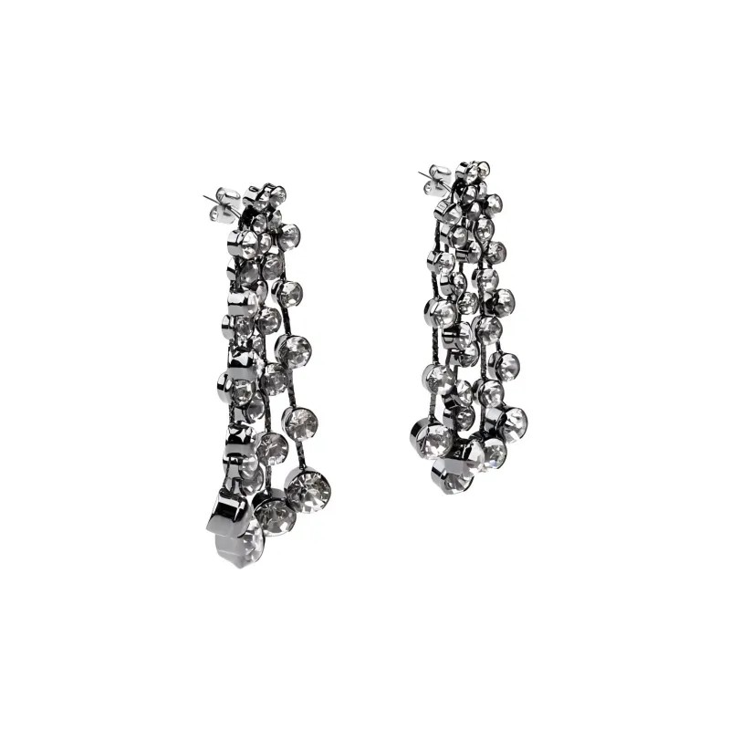 ZARA Metal Brass Glass Titanium Earrings Women's Silver-1