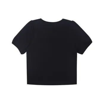 Flowers In Water Puff Sleeve T Shirt Women's Black