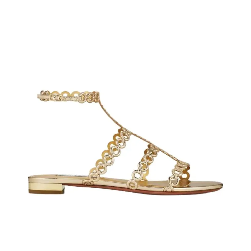AQUAZZURA Infinity Chain Roman Sandals Women's Gold-1