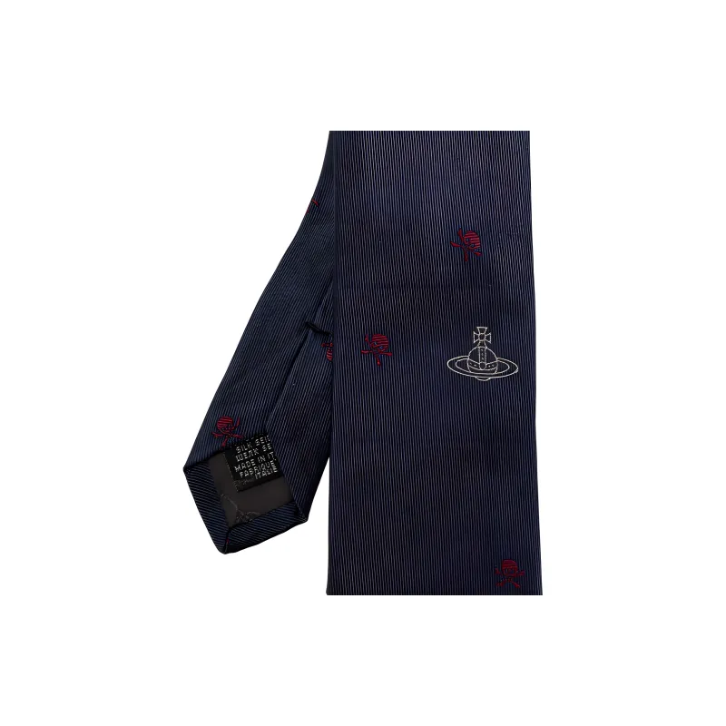 Vivienne Westwood Embroidered-skull Silk Tie-2