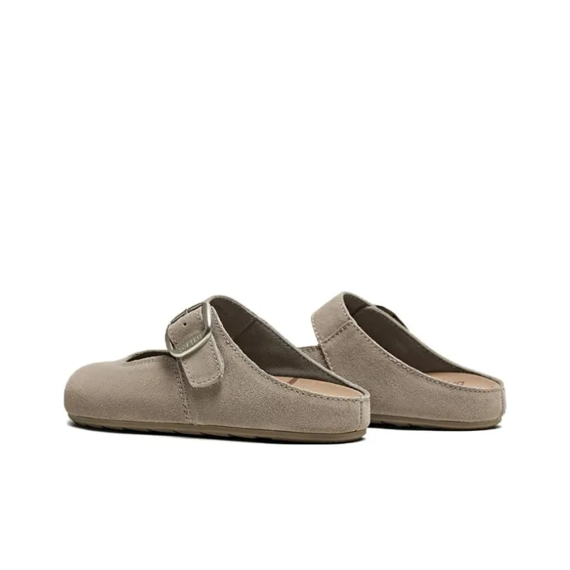 BASTO Rubber Sole Leather Patchwork Closed Toe Slippers Women's-11