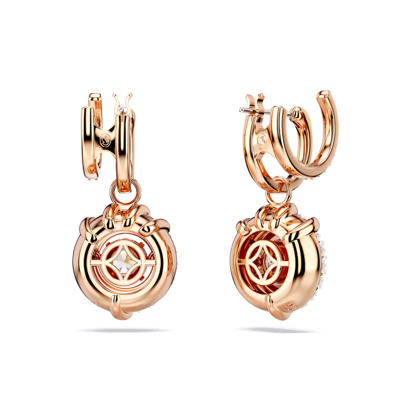 Swarovski Cubic Zirconia Faux Crystal Rose Gold-Plated Earrings Women's Gold/White-3