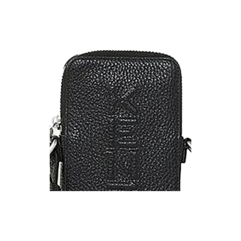 KENZO Letter Logo Leather Cell Phone Pouch, Crossbody Bag, Shoulder Bag Unisex Black-3