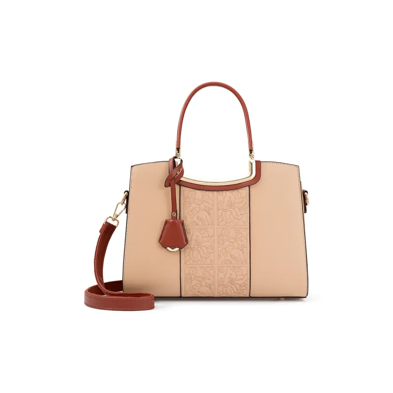 Vigno Synthetic Leather Handbag, One Shoulder, Crossbody Bag Women's Apricot-1