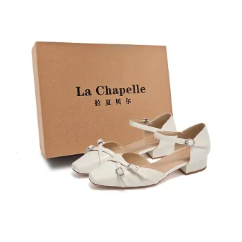 La Chapelle French Ladylike, Elegant Elegance, One Strap Comfortable High Heel Casual Single Shoes Women's Beige