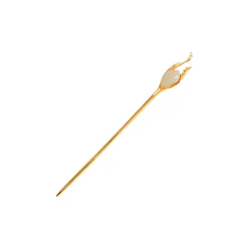 Xiaoyinjiang Hetian Jade 925 Sterling Silver Hairpin Jade Hairpin Hairpin Clip Women's Pale Greenish White Jade