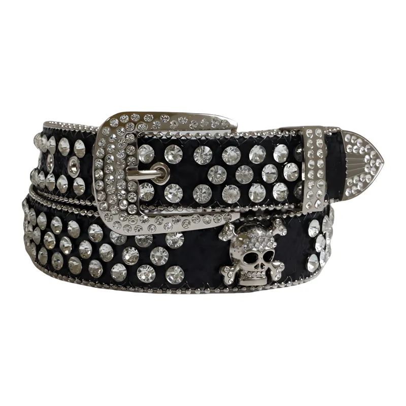 Emperor Penguin Ins Hot Girl Rhinestone Embellished Skeleton Belt Urban Chic Style Y2k Jeans Leather Belts Women's 3cm-0