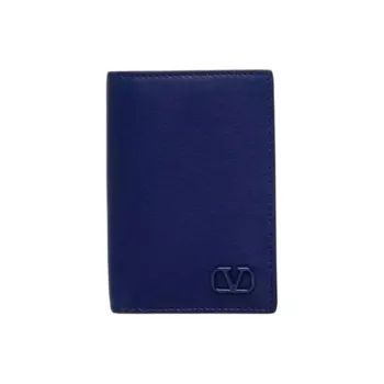 Valentino Vlogo Calfskin Wallet Men's Blue
