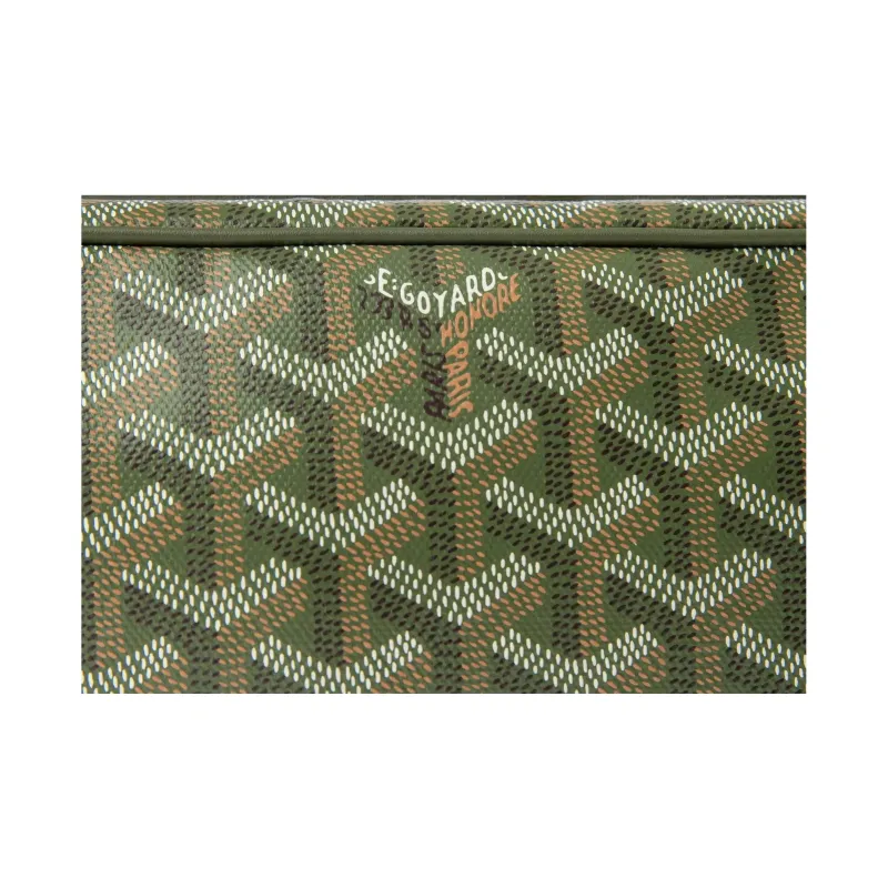GOYARD Cap Vert Canvas With Calfskin Crossbody Bag, Shoulder Bag Unisex Khaki Green-4