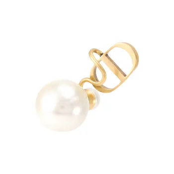 DIOR Pearl Single Hoop Earrings Women's White