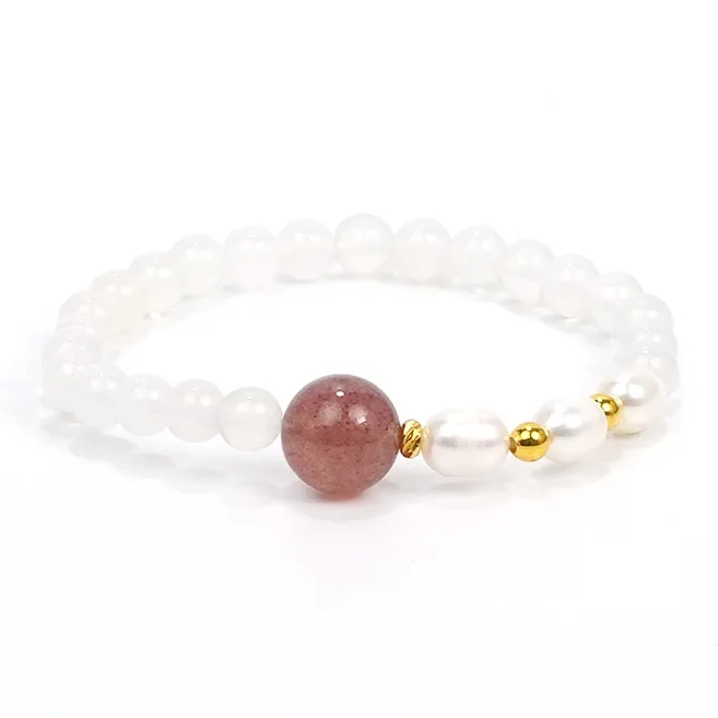 Cloudy Sky Natural Chalcedony Bracelets Women's-0