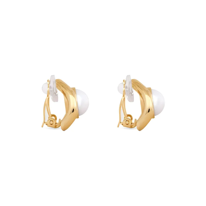 CELINE Les Perles CELINE Maillon Earrings In Brass With Gold Finish And Resin Pearls-2