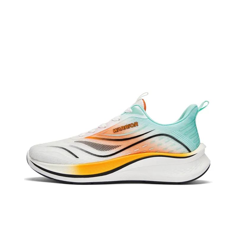 Warrior Slip Resistant, Breathable, Lightweight Low Top Casual Running Shoes Men's White Green Orange-0