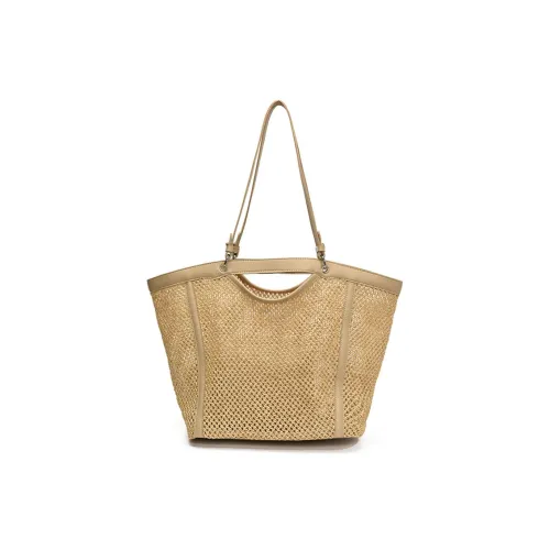 Ceion Keust Straw Woven Tote Bag, Shoulder Bag Regular Women's Coffee/Khaki