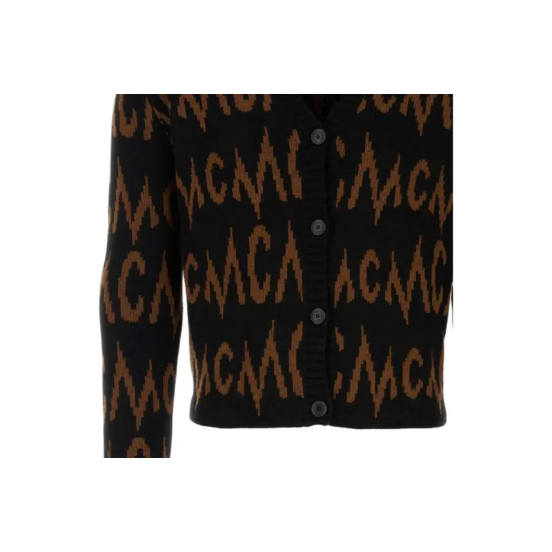 MCM Monogrammed Intarsia Button Up Cardigan-2