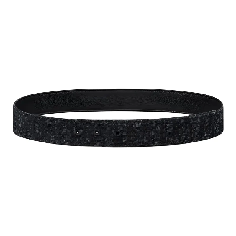 DIOR Cow Leather Cotton Acrylic Polyester Leather Belts Unisex Black 3.5CM-0