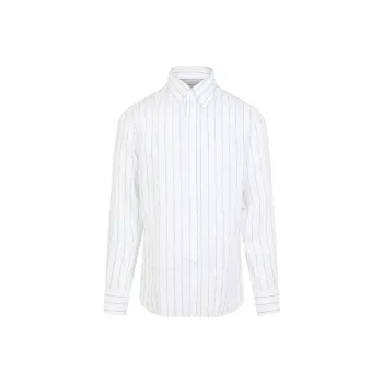 Brunello Cucinelli Striped Curved Hem Shirt