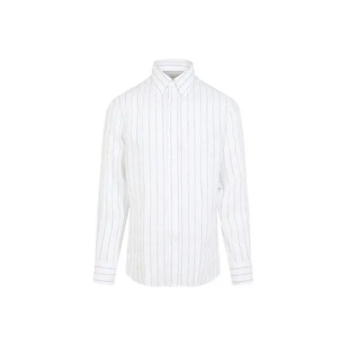 Brunello Cucinelli Striped Curved Hem Shirt