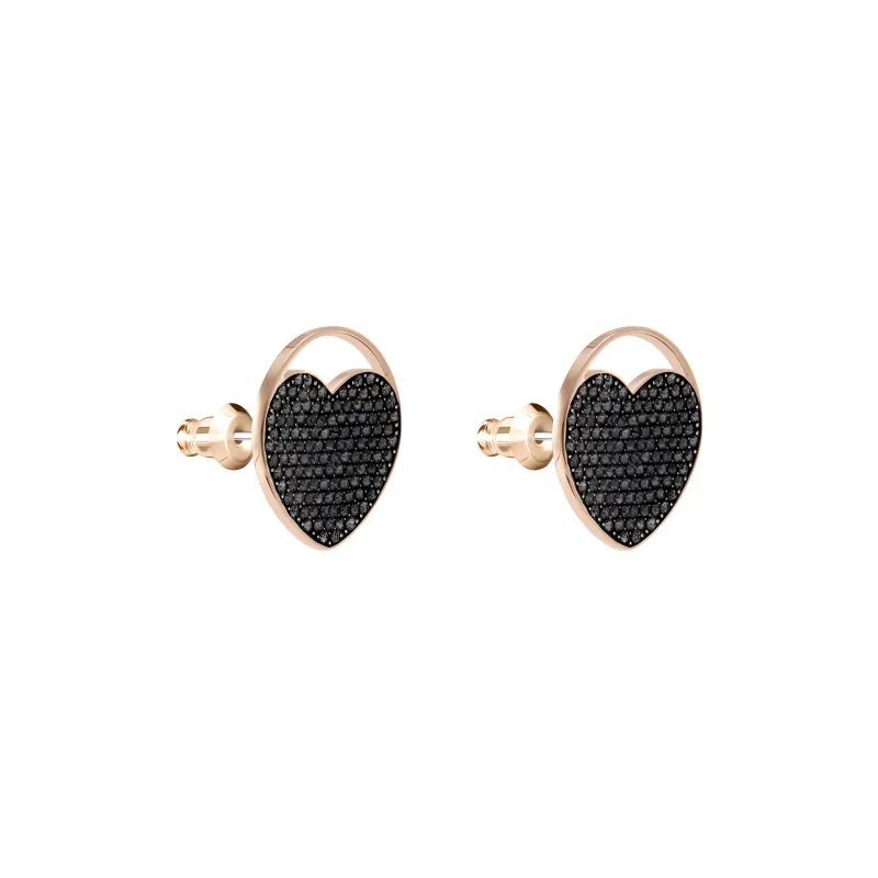 Swarovski Ginger Stud Earrings Women's Rose Gold/Black-1