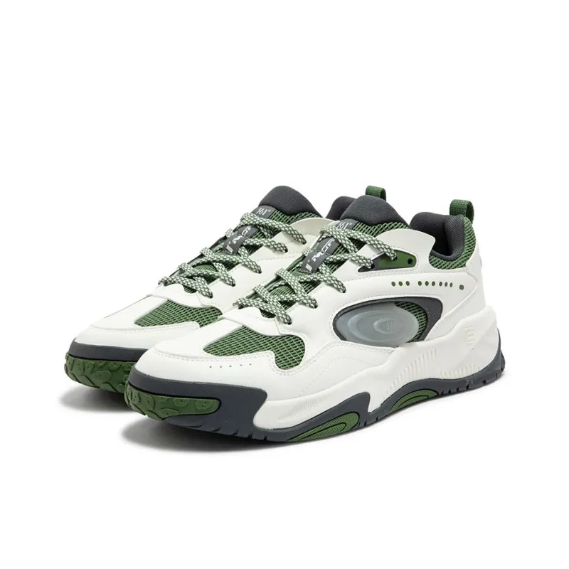 361° Jincheng Anti Slip Wear Resistant Low Top Skateboard Shoes Men's White Green-2