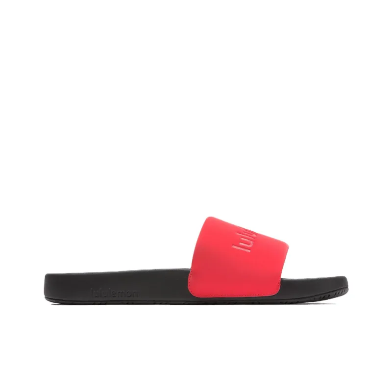 Lululemon Restfeel Slide Rubber Sole Slip Resistant Abrasion Resistant Slide Slippers Men's Black Red-1