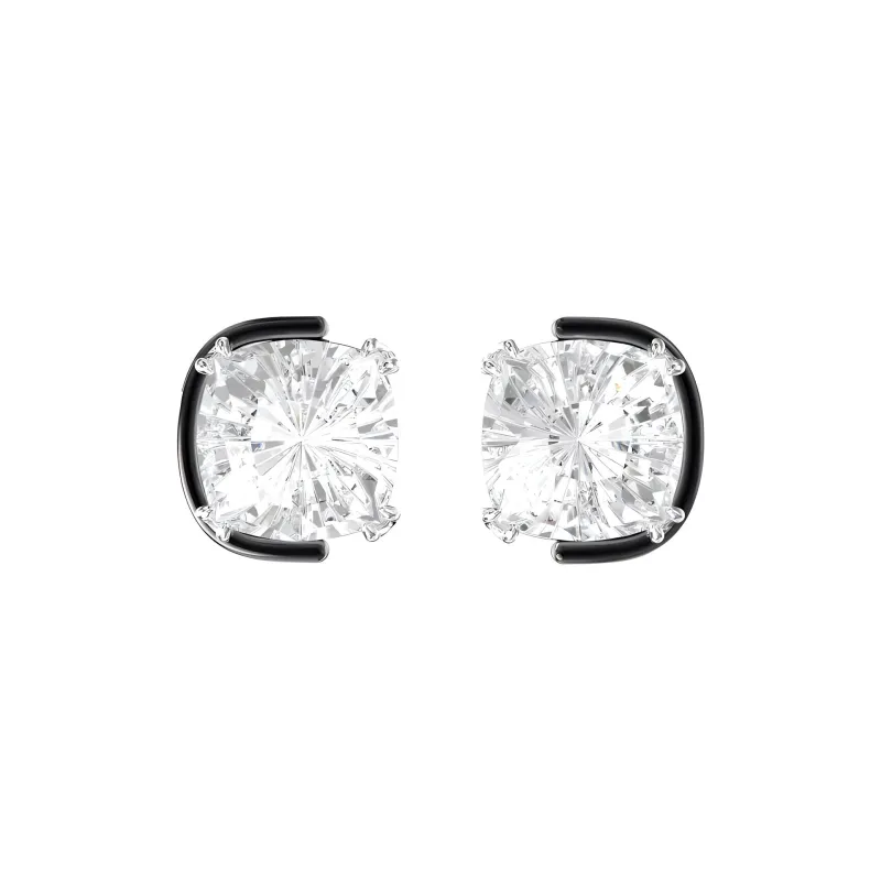 Swarovski Crystal Stud Earrings Women's Silver-1