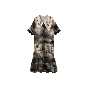 Lan Miao Nightgown Women's Black Pattern