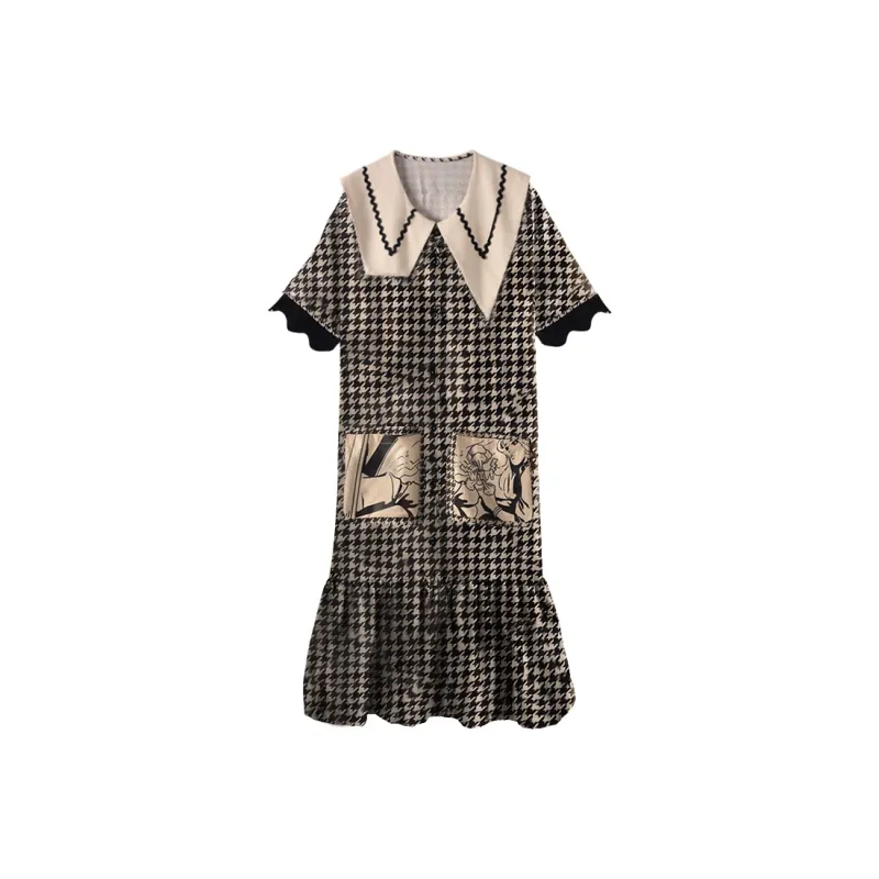 Lan Miao Nightgown Women's Black Pattern-0