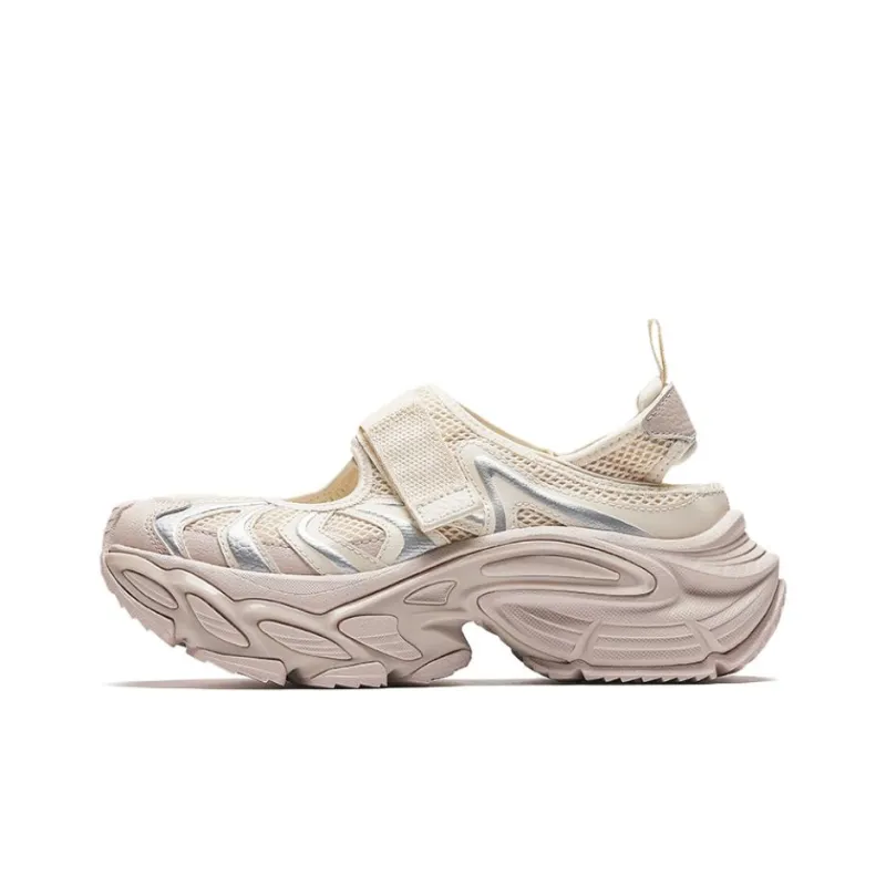 Anta Star Moon Abrasion Resistant Height Increasing Low Top Casual Shoes Women's Pink Silver-0