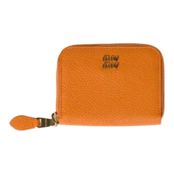 MIU MIU Cow Leather Coin Purse Unisex Orange