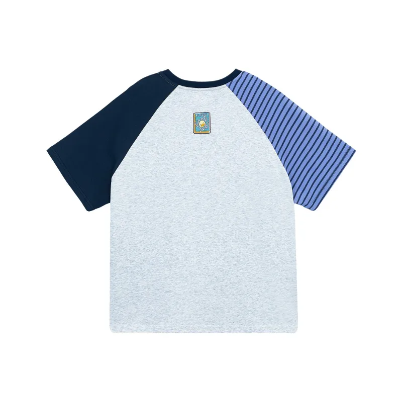 B.Duck Regular T Shirt Women's Heather Gray & Blue Stripes-1