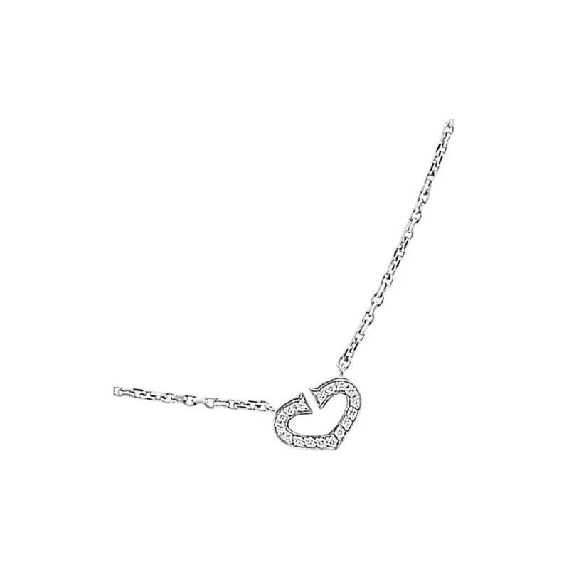 Cartier 18kt White Gold Coeur Et Symbole Diamond Necklace-1