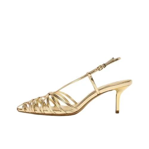 ZARA Slim Heel High Heels 8.5cm Women's Gold