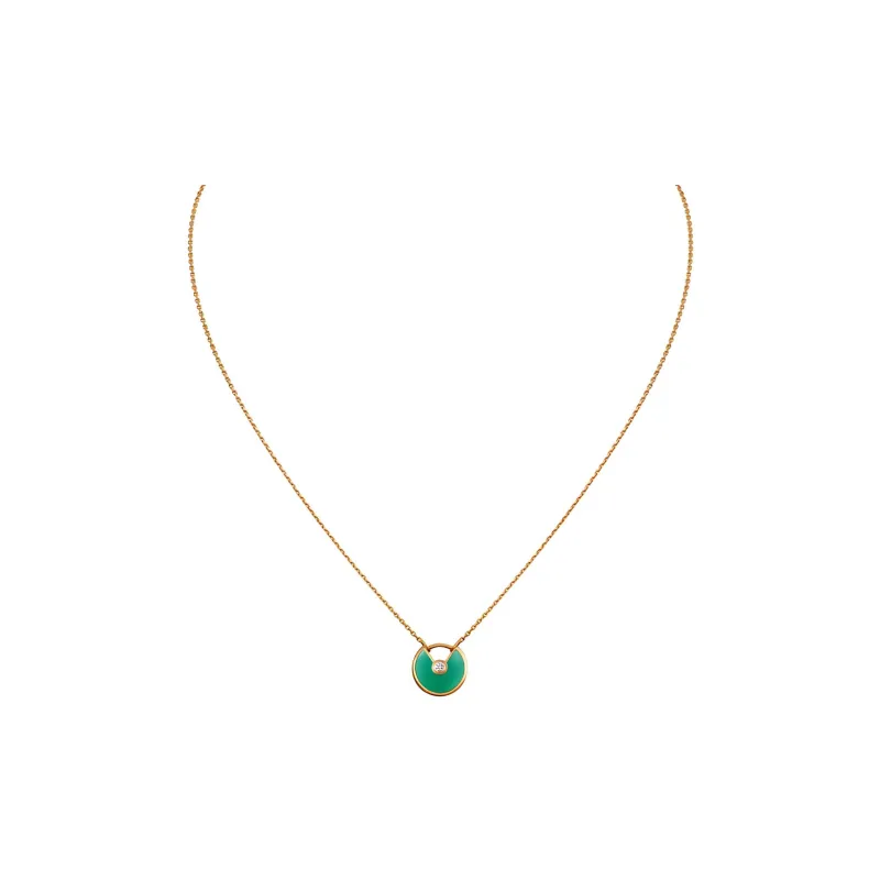 CARTIER Amulette De Cartier Collection 18K Gold, Green Chalcedony, Diamond Necklaces Unisex-1