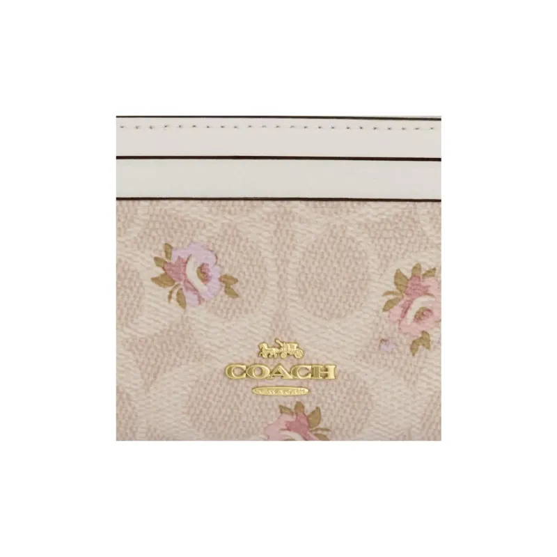 COACH Skinny Id Case Coated Canvas Card Holder Mini Women's Gold & Sand-2