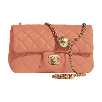 CHANEL 21B Fall Classic Flap CF Leather Shoulder Bag Crossbody Bag Women's Dry Rose Pink Color
