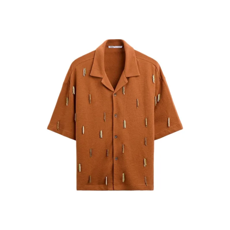 ZARA Shirts Men Dark Orange-0