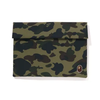 A BATHING APE Fabric Laptop Bag Unisex Green/Yellow