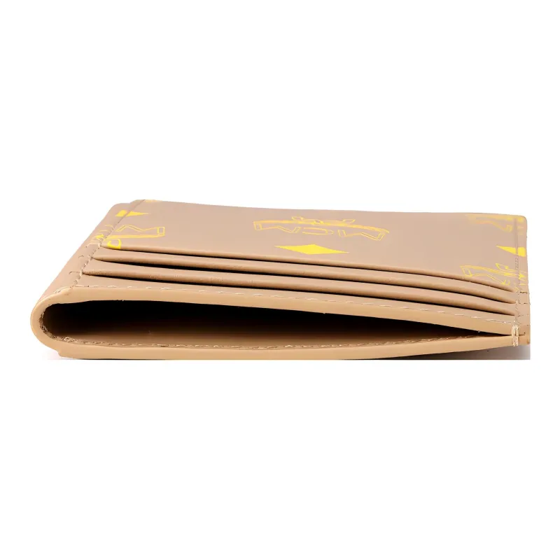 MCM Leather Card Holder Mini Women's Beige-3