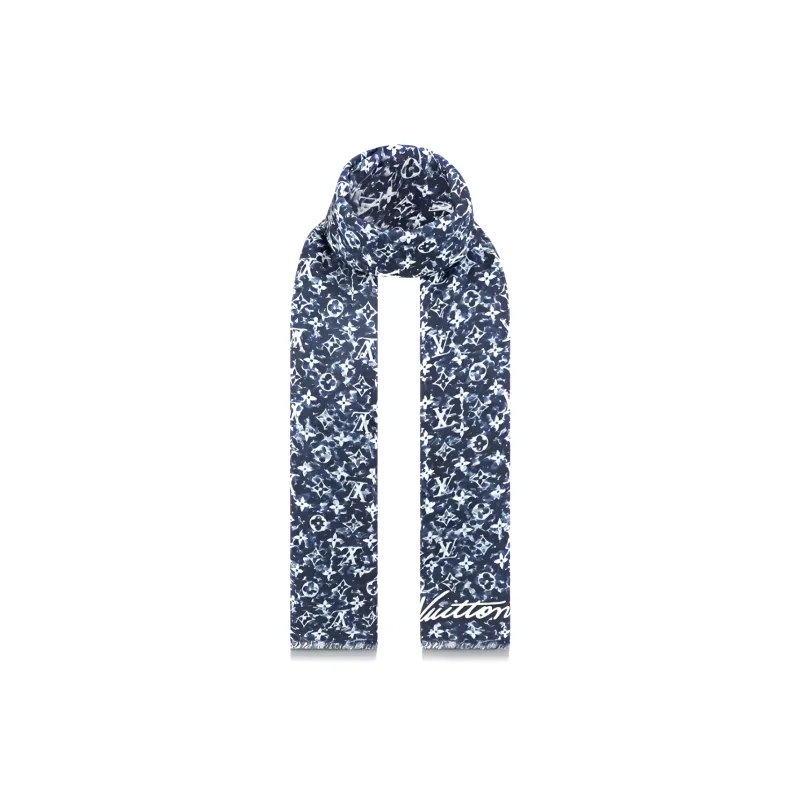 LOUIS VUITTON PLAY MNG POINTILLISM Knit Scarves Unisex Dark Blue-1