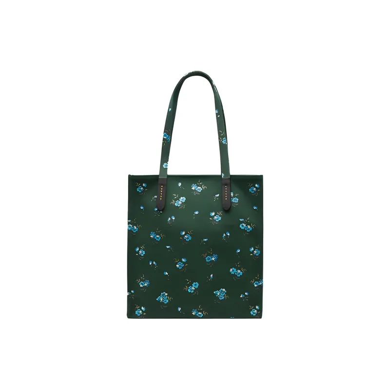COACH Leather Canvas Bag, Shopping Bag, Tote Bag, Single Shoulder Bag Tubas Women's Dark Green-2