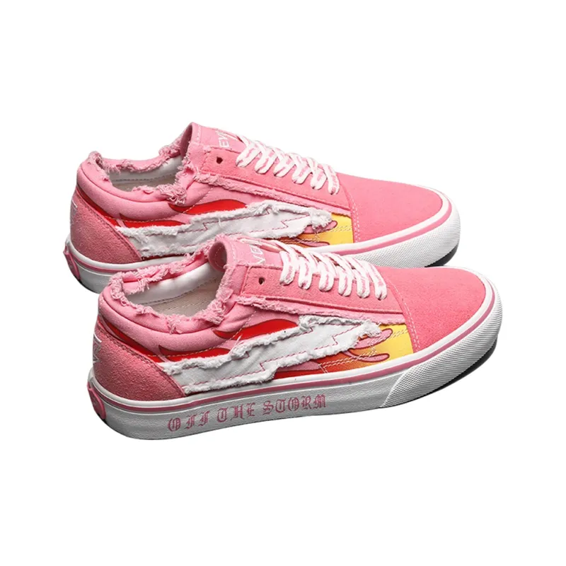 REVENFE X SPOTM x BURNING FLAME Slip Resistant, Breathable, Lightweight Low Top Canvas Shoes Unisex-10