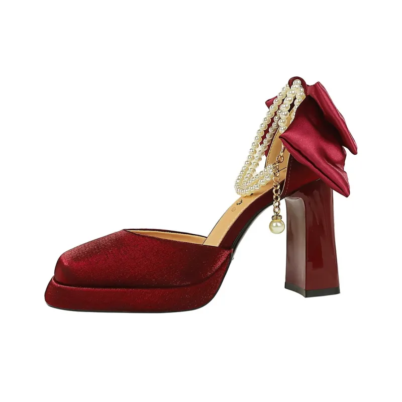 QITUMAUL Chunky Heel High Heels Women's-6