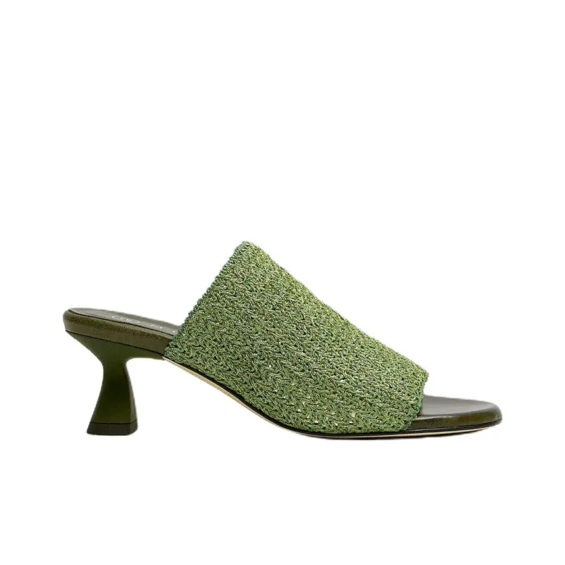 MIISTA Slide Slippers 6cm Women's Green-1