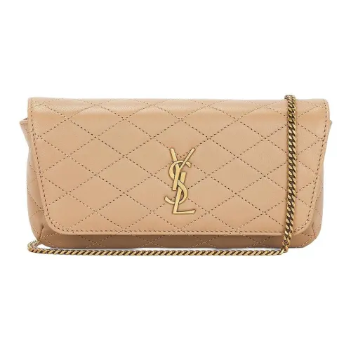 SAINT LAURENT GABY Quilted Leather Shoulder Bag Women's Beige